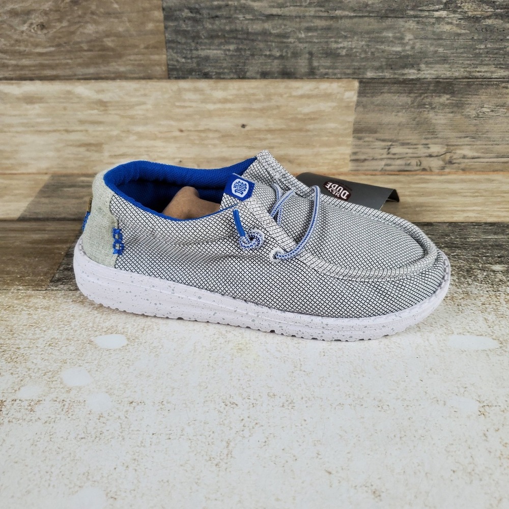 Hey Dude Wally Sport Grid Toddler Loafers Shoes Sz 13 C13 Gray White Sneakers
